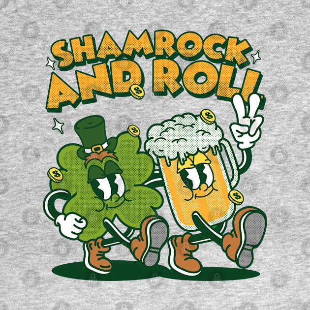 Shamrock and roll st patricks day retro cartoon by opippi